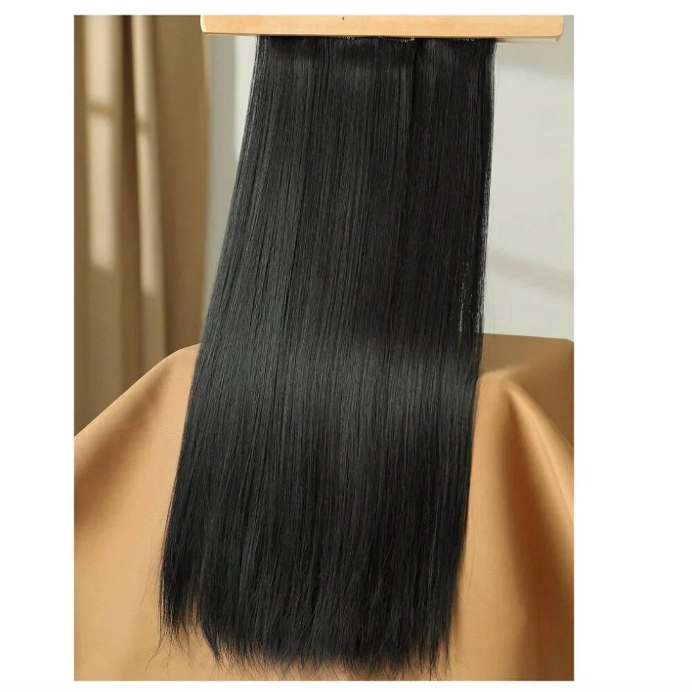 Straight hair Long Clip ins Black Hair Extensiones 24 In
